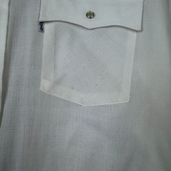 Levi Strauss Co Western Snap Front Shirt Mens Large White Plaid Pearl Snaps‎ - Picture 5 of 7